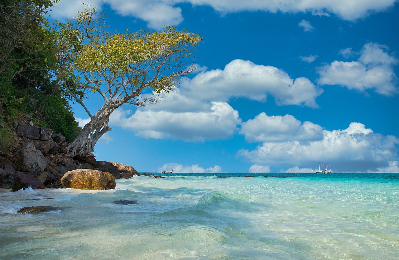 beach, sea, sand, thailand, bamboo beach, bamboo, blue, nature, summer, vacations, luxury, asia, hell, blue sky, sky, sunny, travel, relaxation, relax